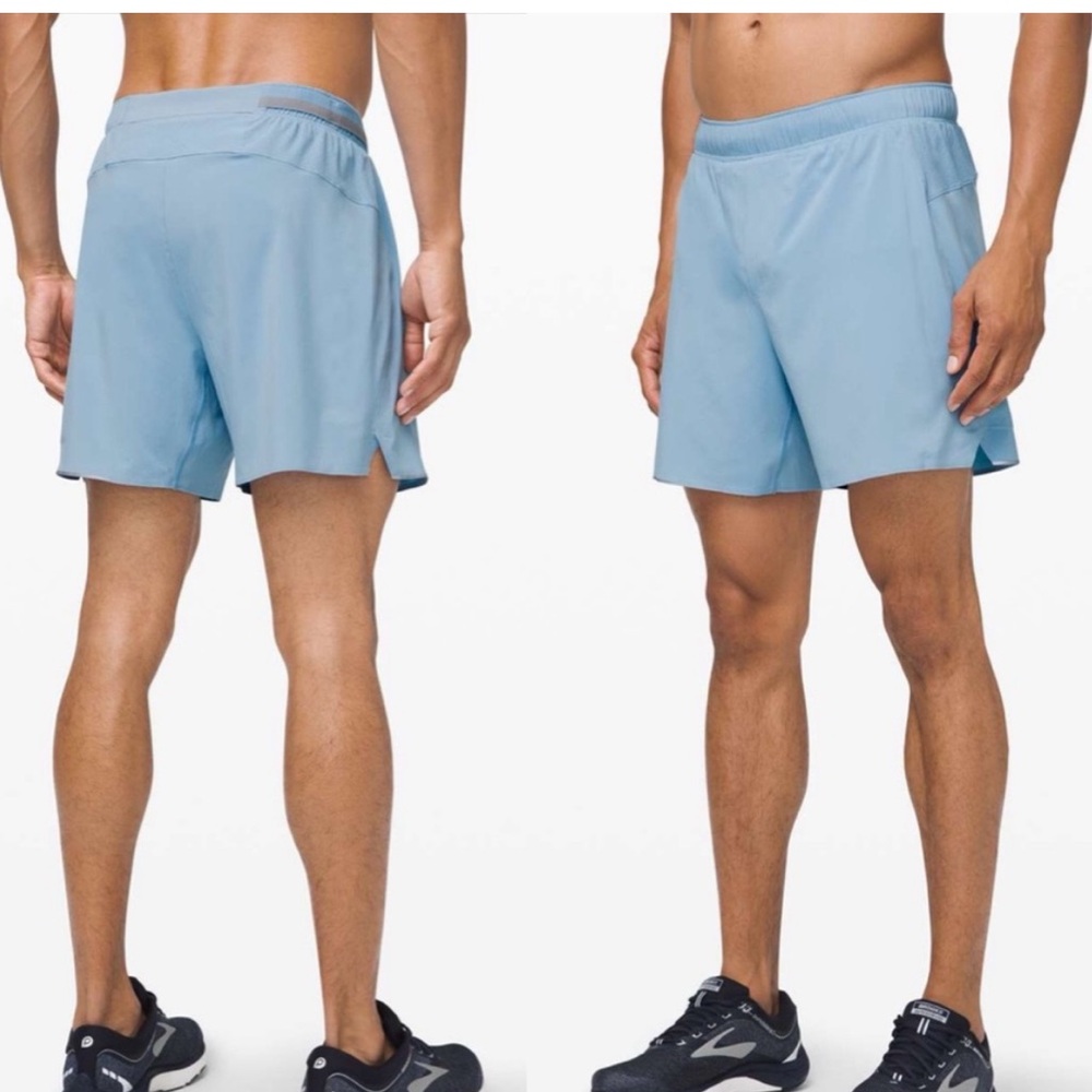 Lululemon Shorts surge light blue size medium inseam 6” gym athleisure